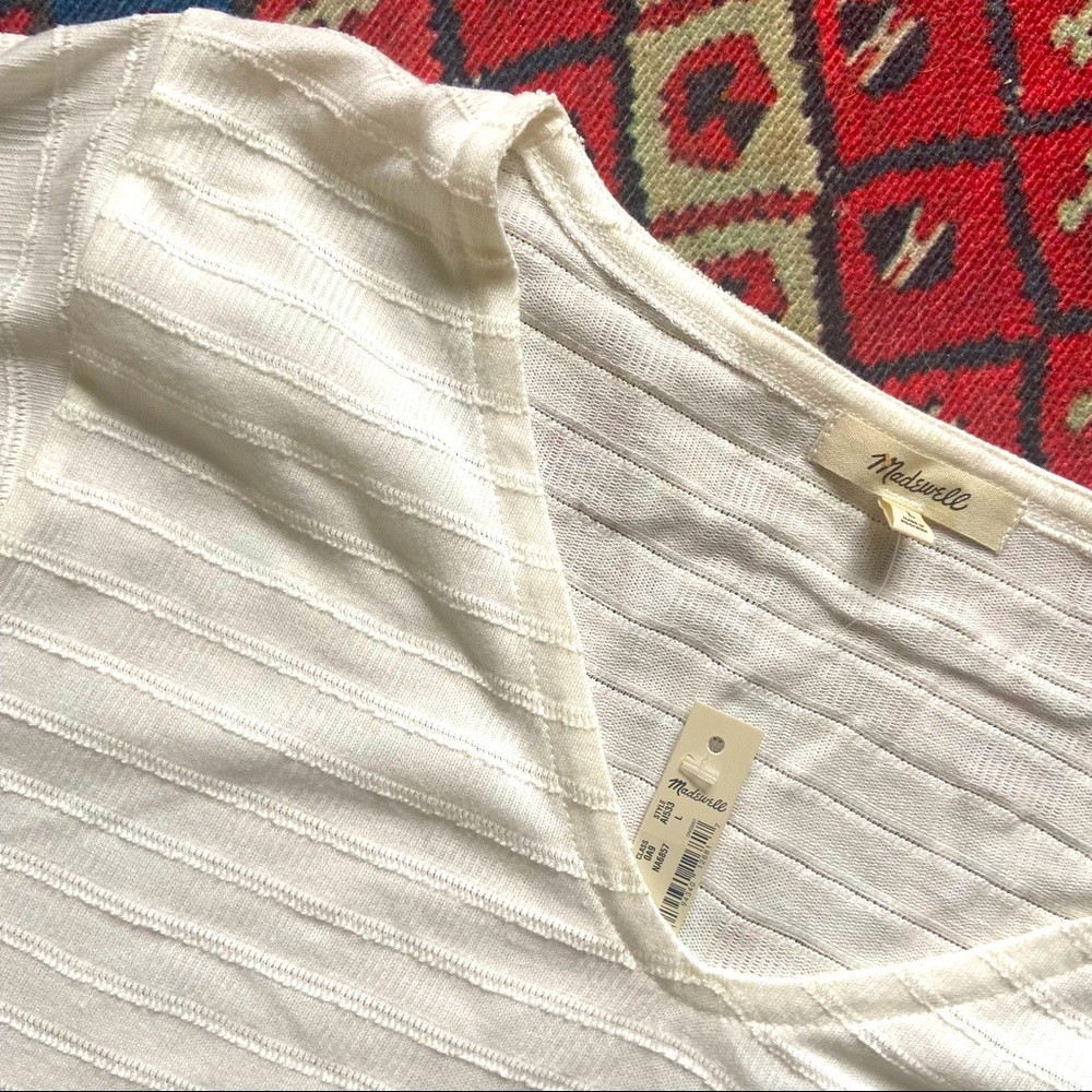 Madewell Cropped White Knit Tee Sz L